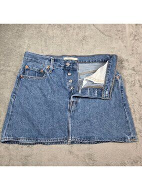 Levis Skirt Womens 29 Blue Jean Icon Button Fly Preppy Boho Festival Denim